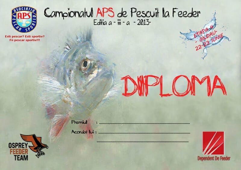 Diploma concurs de pescuit, realizata de claudiu banu